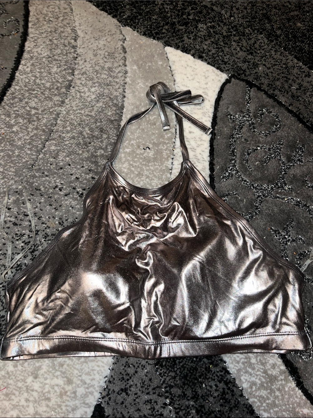 Forever 21 Metallic Silver Halter Bikini Top